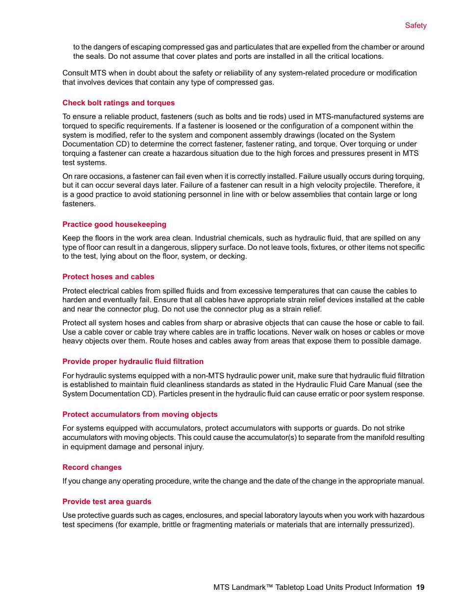 MTS Landmark Tabletop User Manual | Page 19 / 122