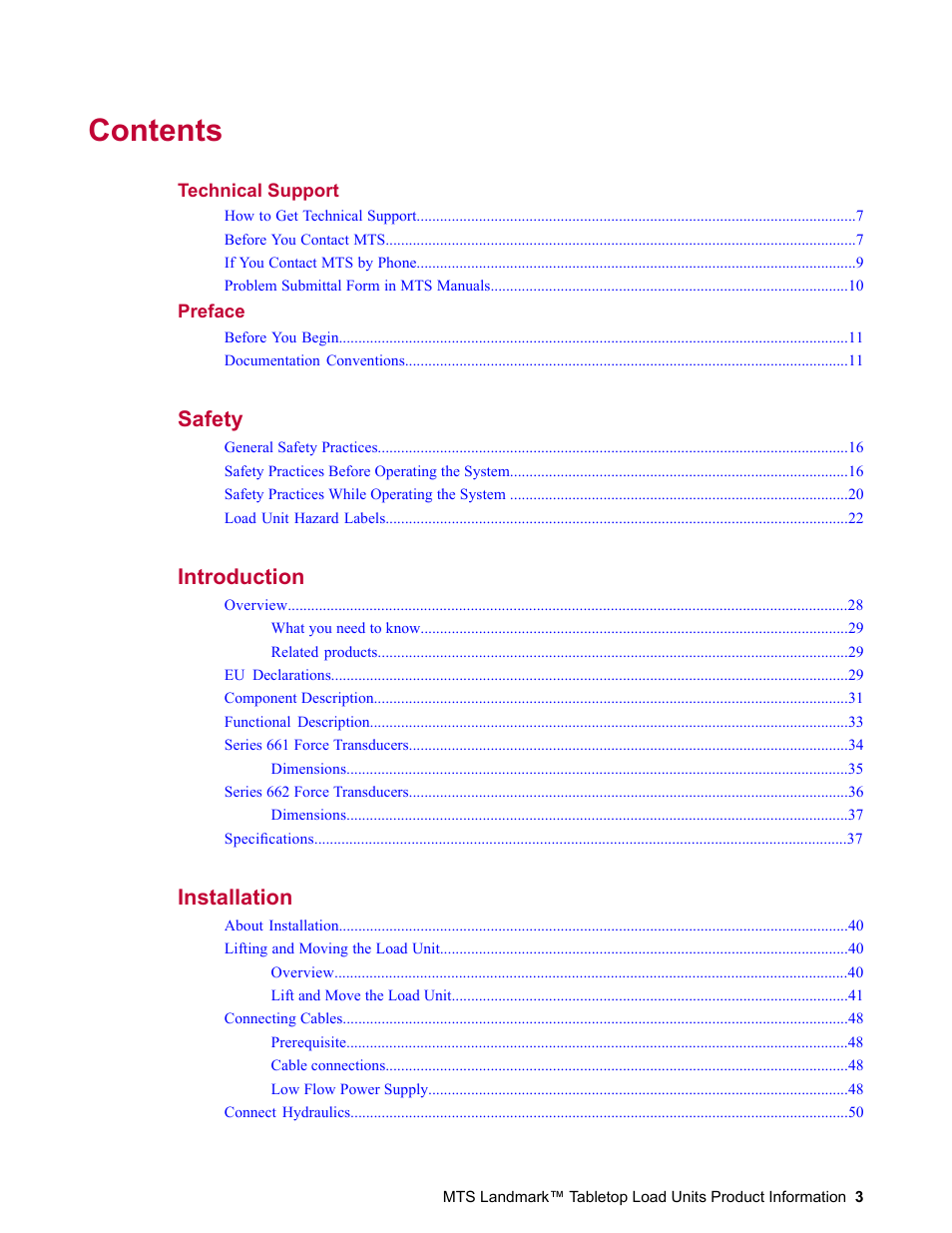 MTS Landmark Tabletop User Manual | Page 3 / 122