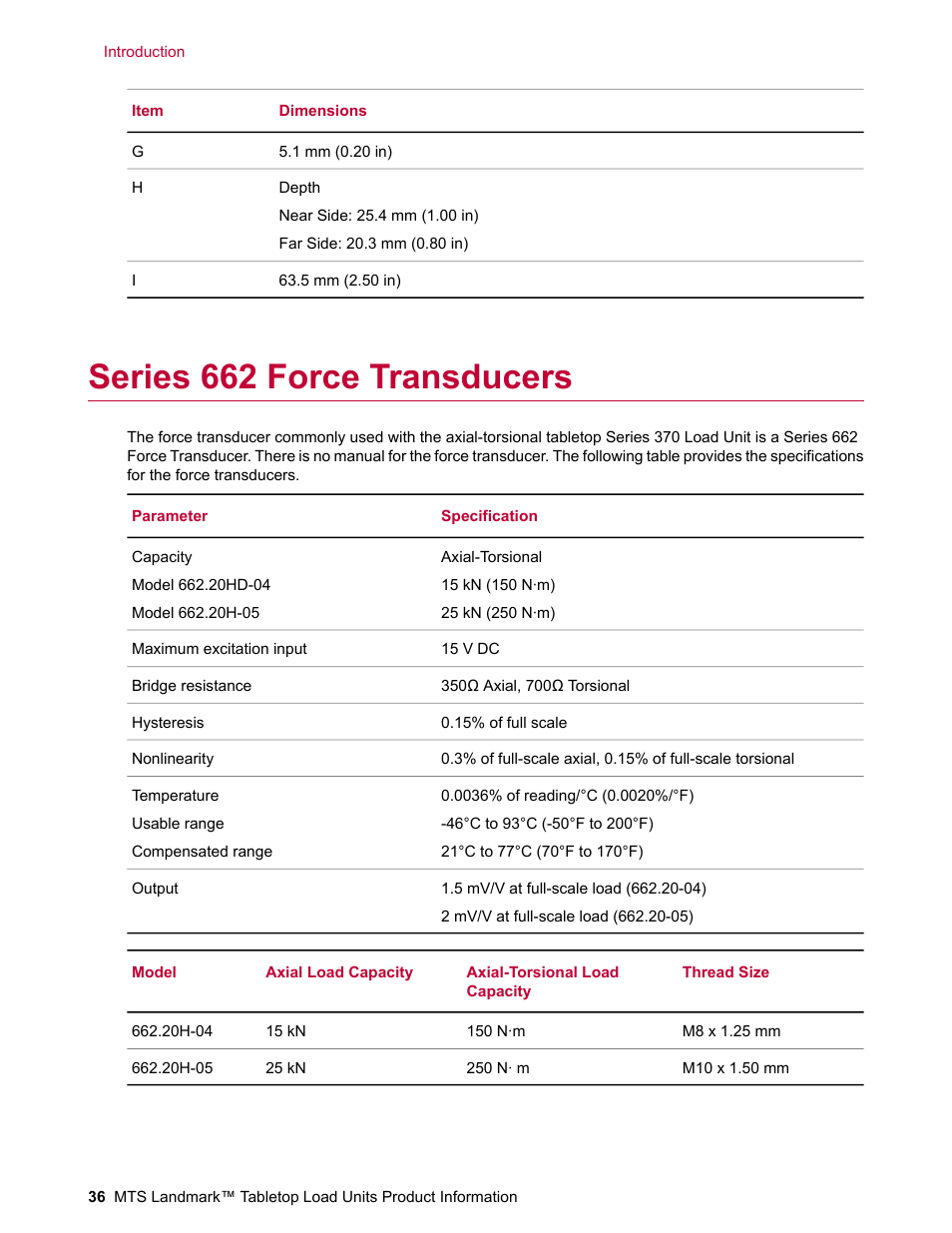 Series 662 force transducers | MTS Landmark Tabletop User Manual | Page 36 / 122