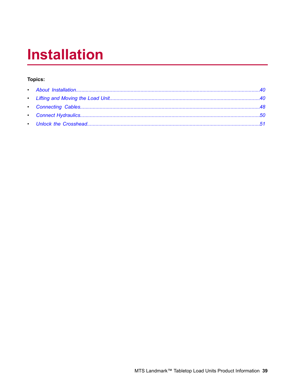 Installation | MTS Landmark Tabletop User Manual | Page 39 / 122