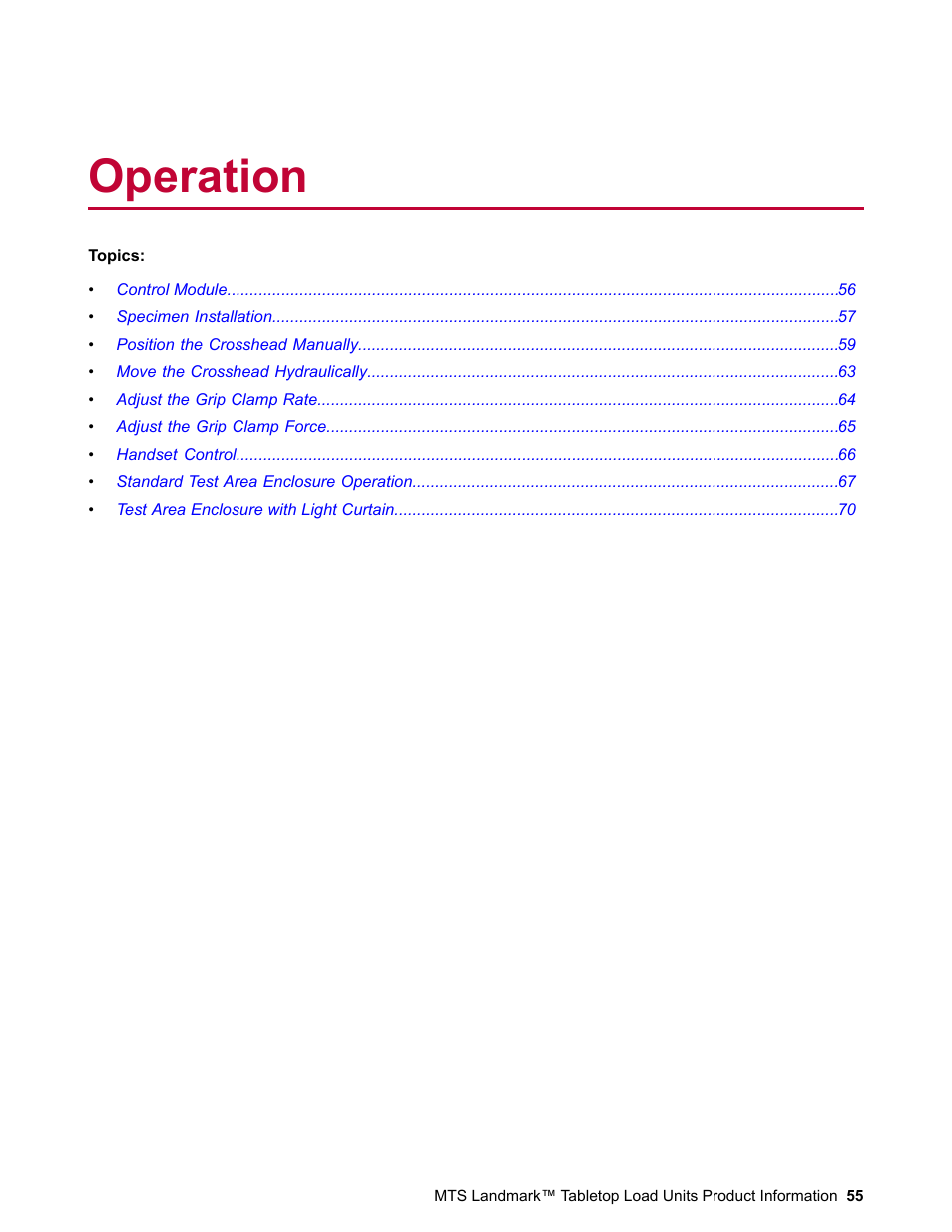 Operation | MTS Landmark Tabletop User Manual | Page 55 / 122