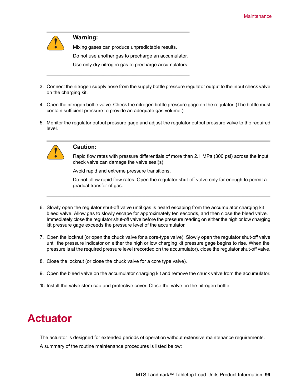 Actuator | MTS Landmark Tabletop User Manual | Page 99 / 122