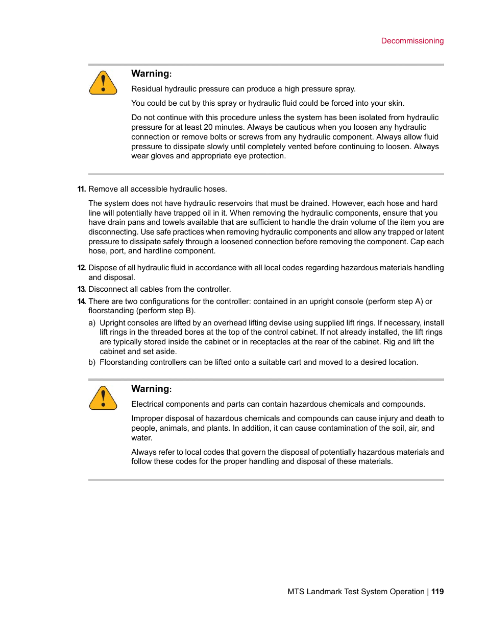 MTS Landmark System User Manual | Page 119 / 126