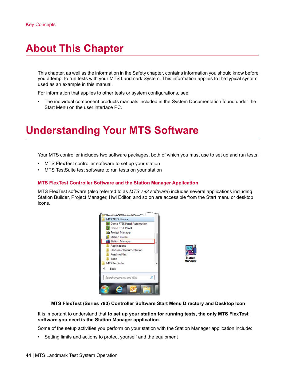 About this chapter, Understanding your mts software | MTS Landmark System User Manual | Page 44 / 126