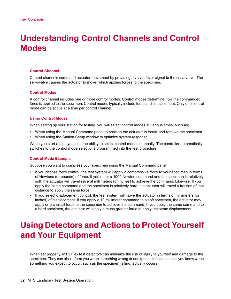 Understanding control channels and control modes | MTS Landmark System User Manual | Page 52 / 126