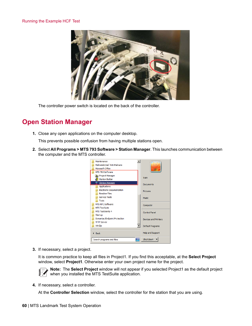 Open station manager | MTS Landmark System User Manual | Page 60 / 126