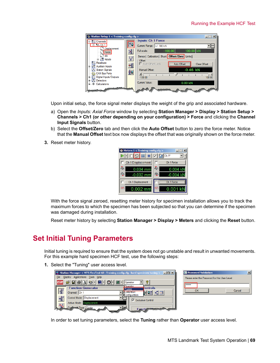 Set initial tuning parameters | MTS Landmark System User Manual | Page 69 / 126