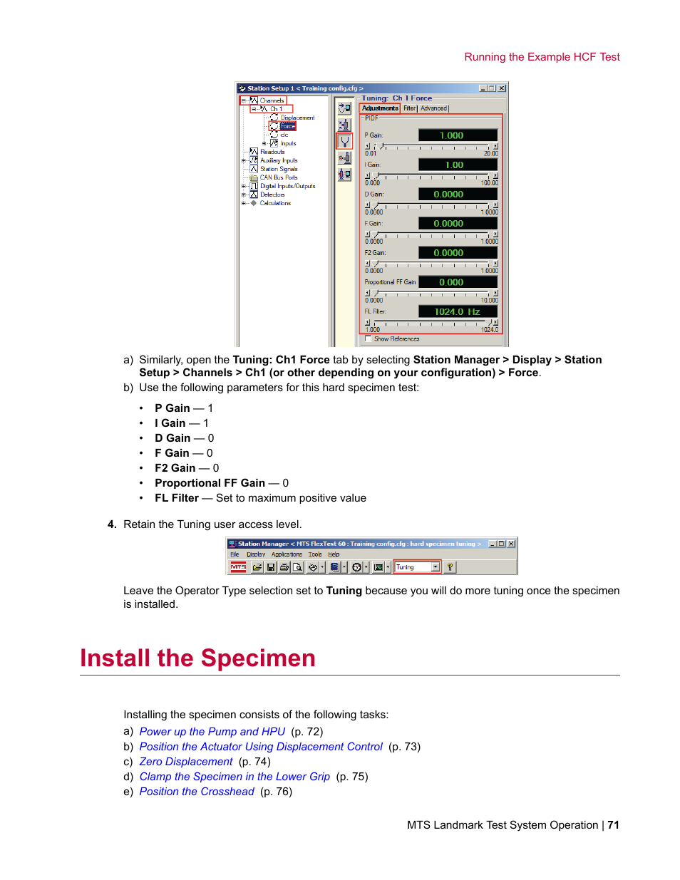 Install the specimen | MTS Landmark System User Manual | Page 71 / 126