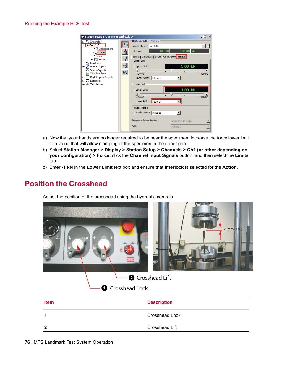 Position the crosshead | MTS Landmark System User Manual | Page 76 / 126