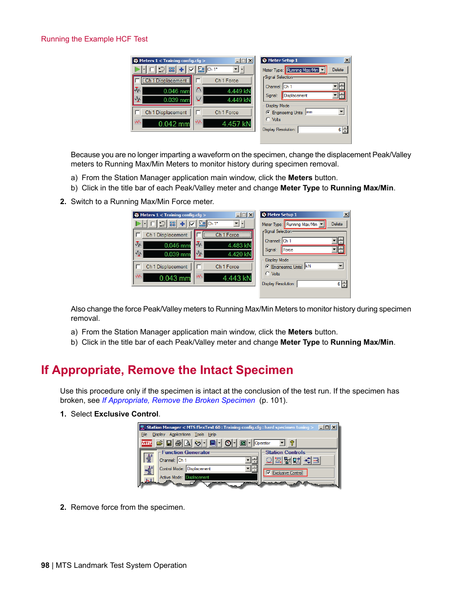 If appropriate, remove the intact specimen | MTS Landmark System User Manual | Page 98 / 126