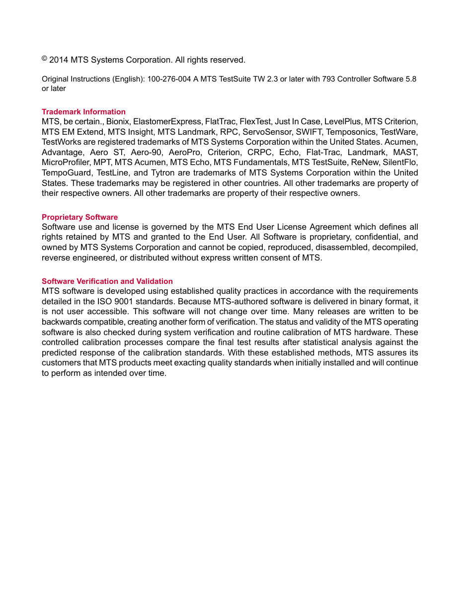 MTS Landmark TWX User Manual | Page 2 / 162