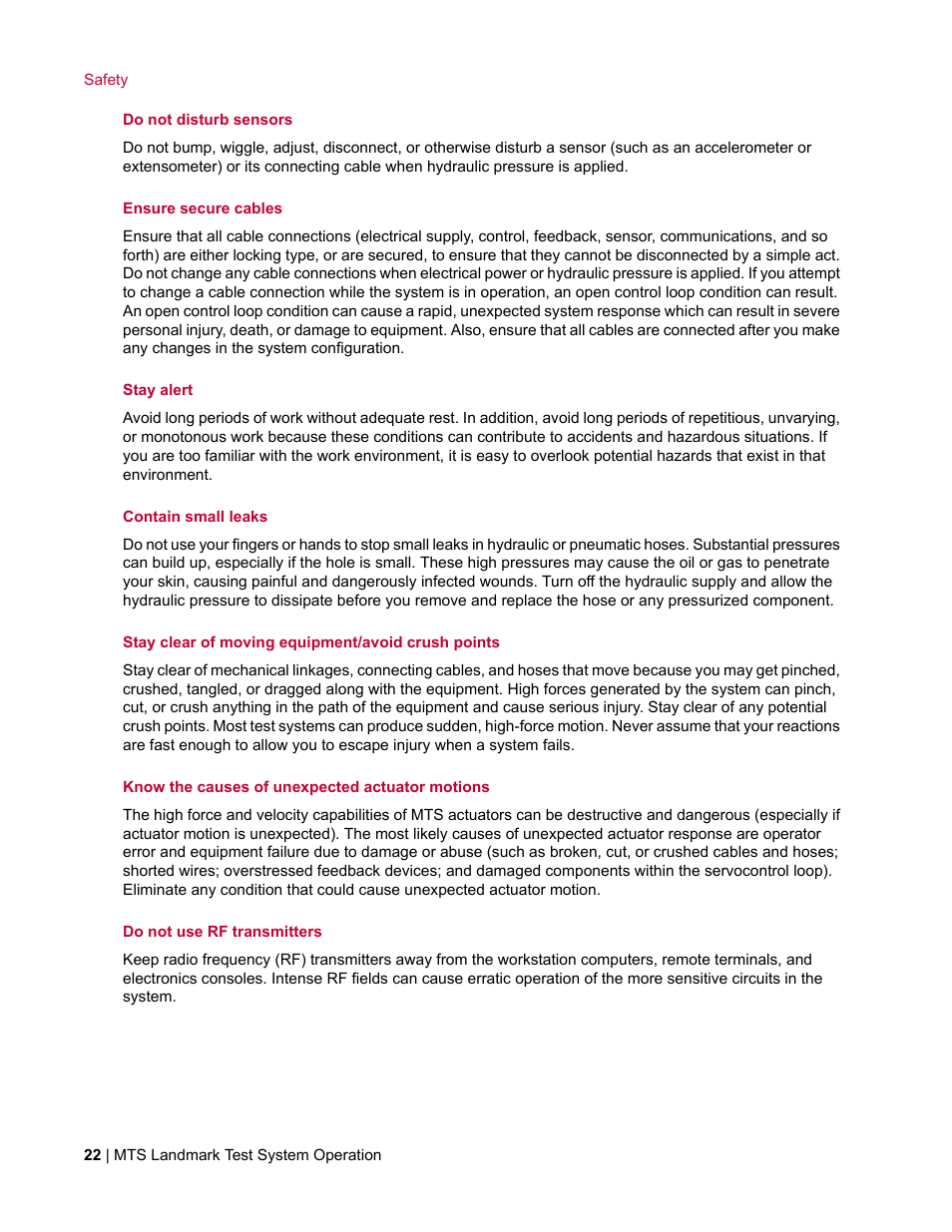 MTS Landmark TWX User Manual | Page 22 / 162