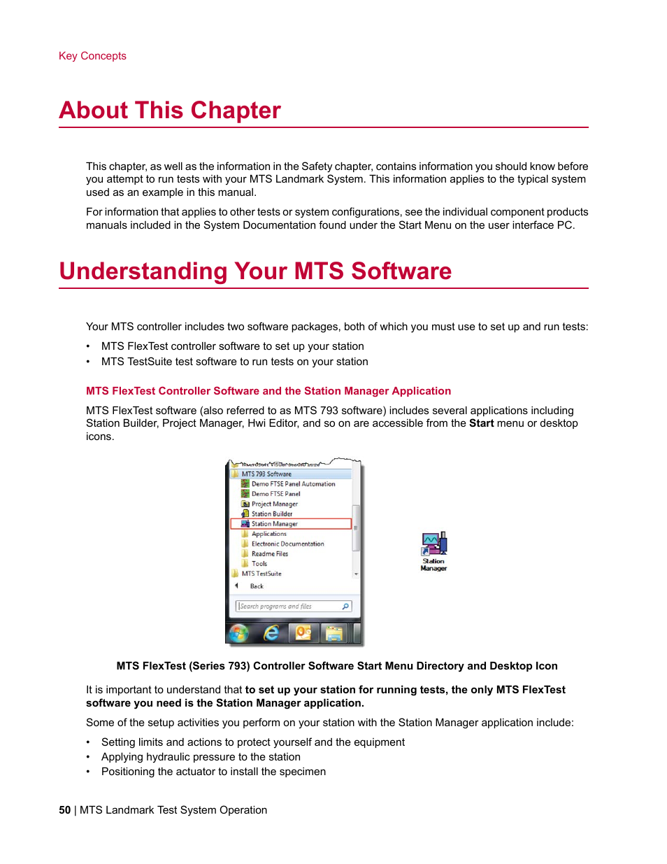 About this chapter, Understanding your mts software | MTS Landmark TWX User Manual | Page 50 / 162