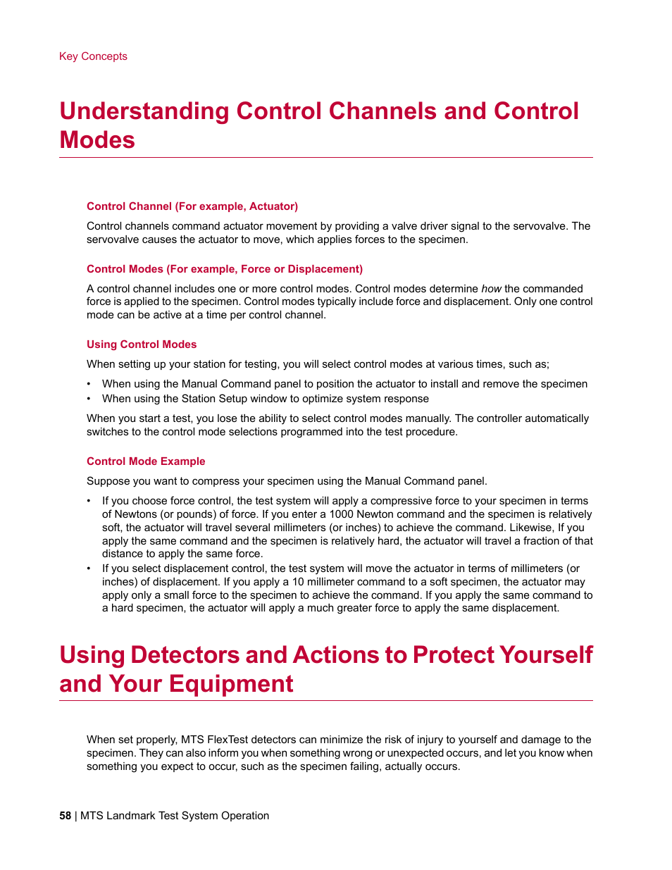 Understanding control channels and control modes | MTS Landmark TWX User Manual | Page 58 / 162