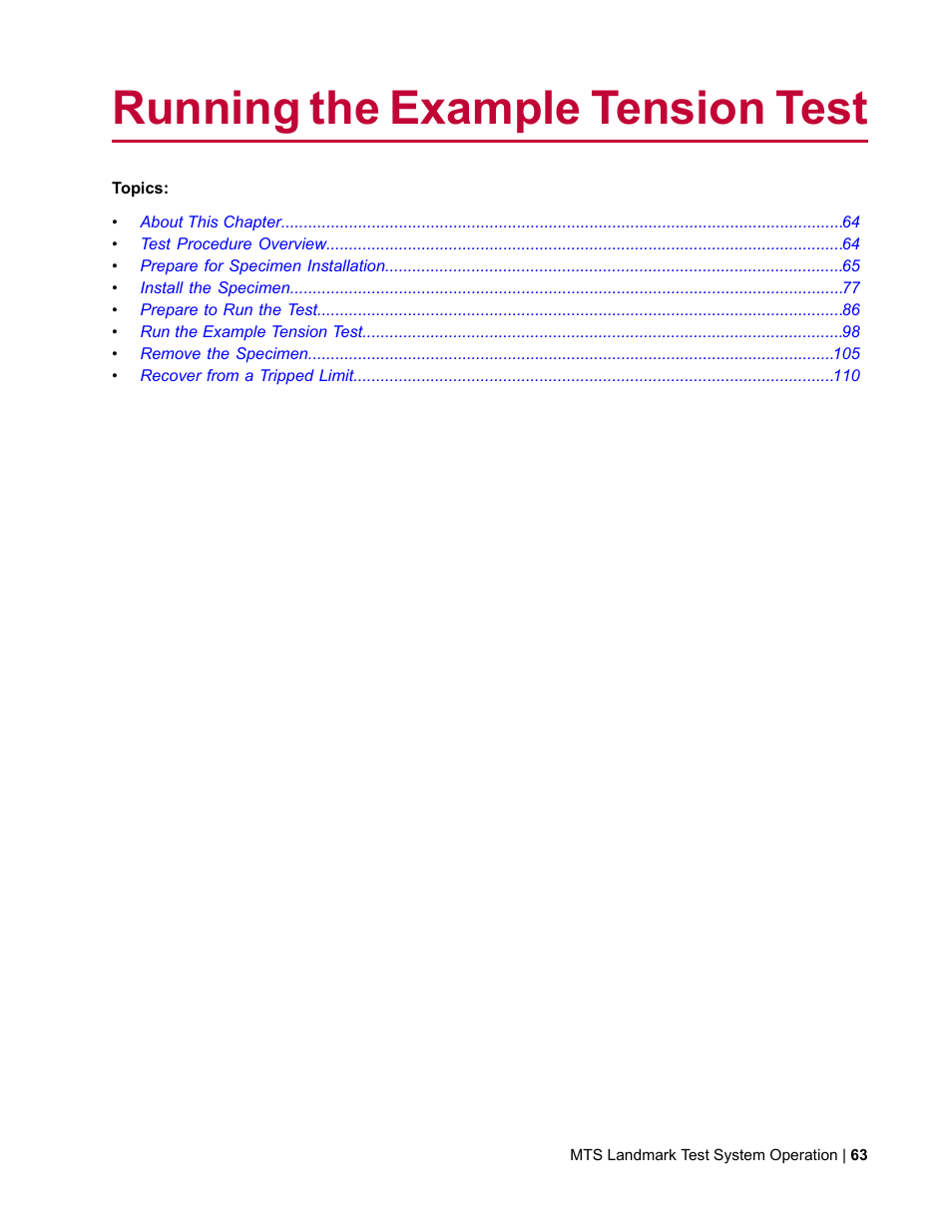 Running the example tension test | MTS Landmark TWX User Manual | Page 63 / 162