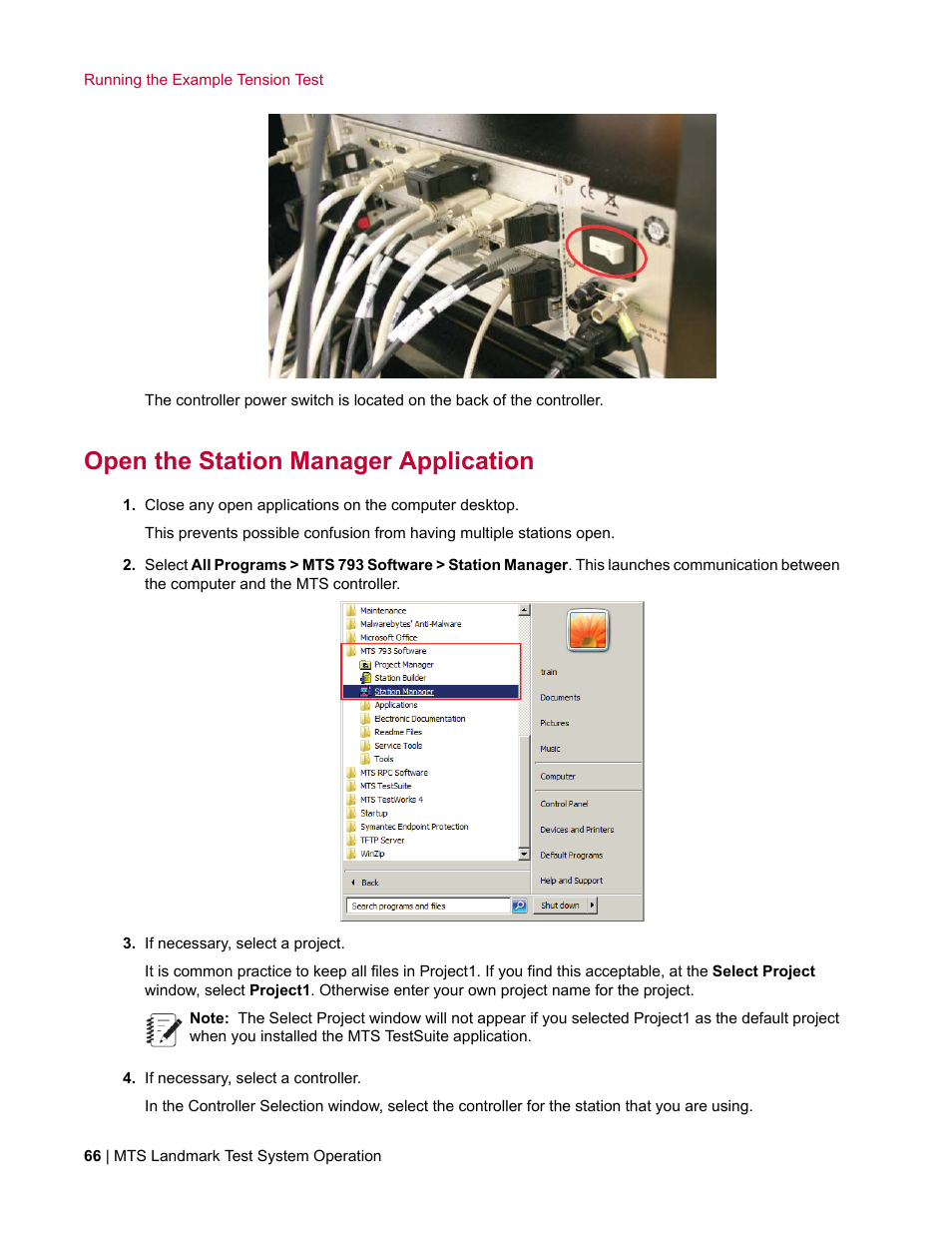 Open the station manager application | MTS Landmark TWX User Manual | Page 66 / 162