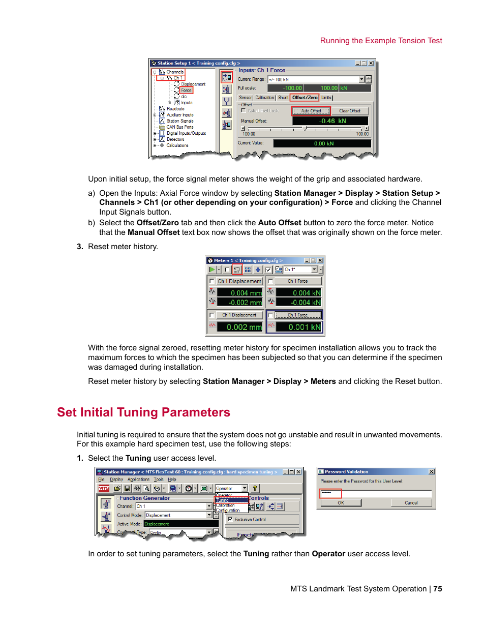 Set initial tuning parameters | MTS Landmark TWX User Manual | Page 75 / 162