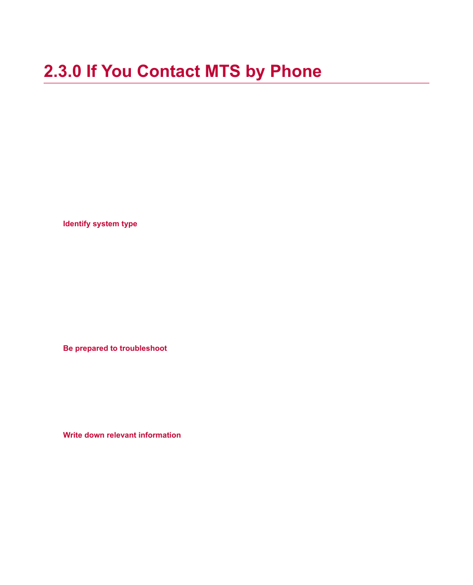 0 if you contact mts by phone, If you contact mts by phone | MTS Material Test Systems User Manual | Page 12 / 80