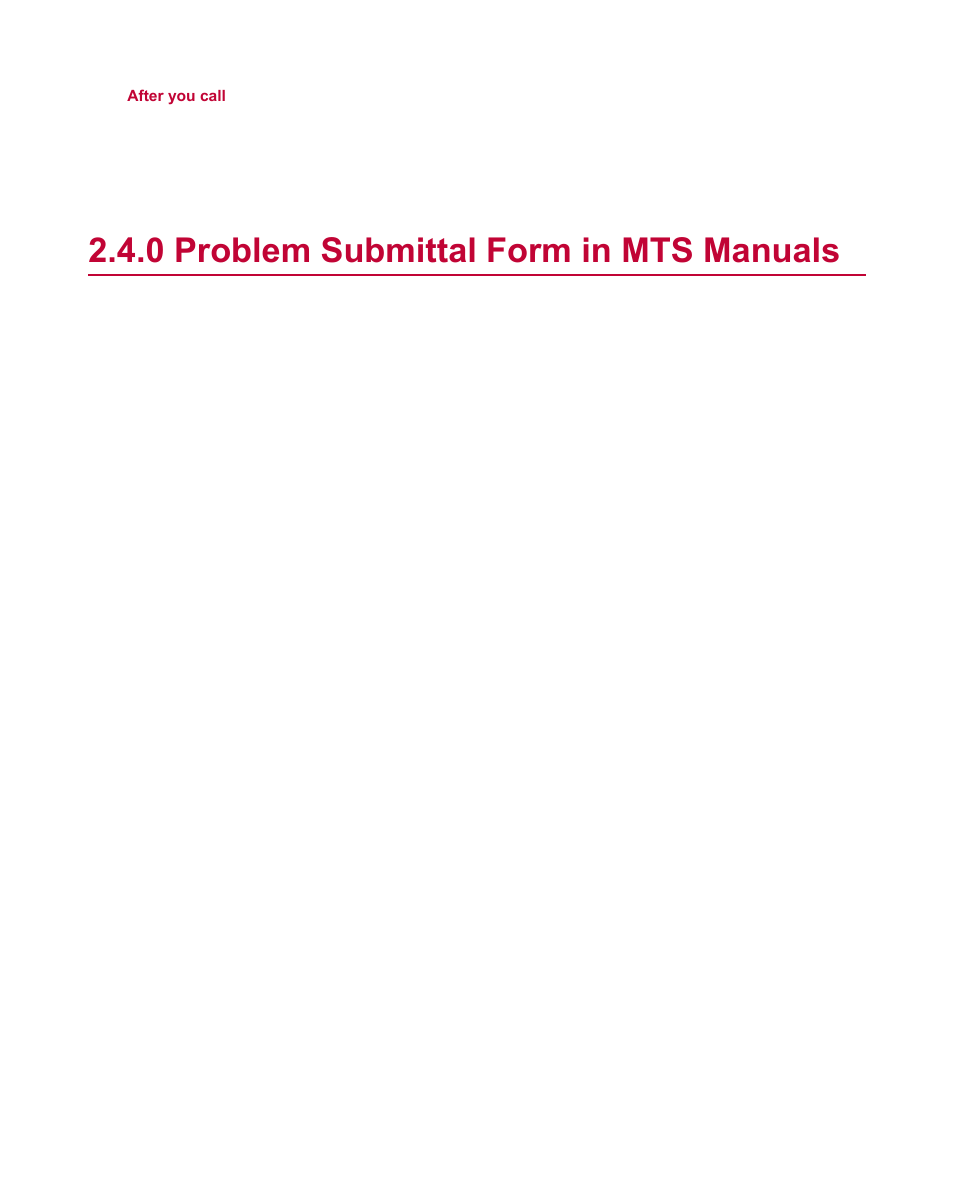 0 problem submittal form in mts manuals, Problem submittal form in mts manuals | MTS Material Test Systems User Manual | Page 13 / 80