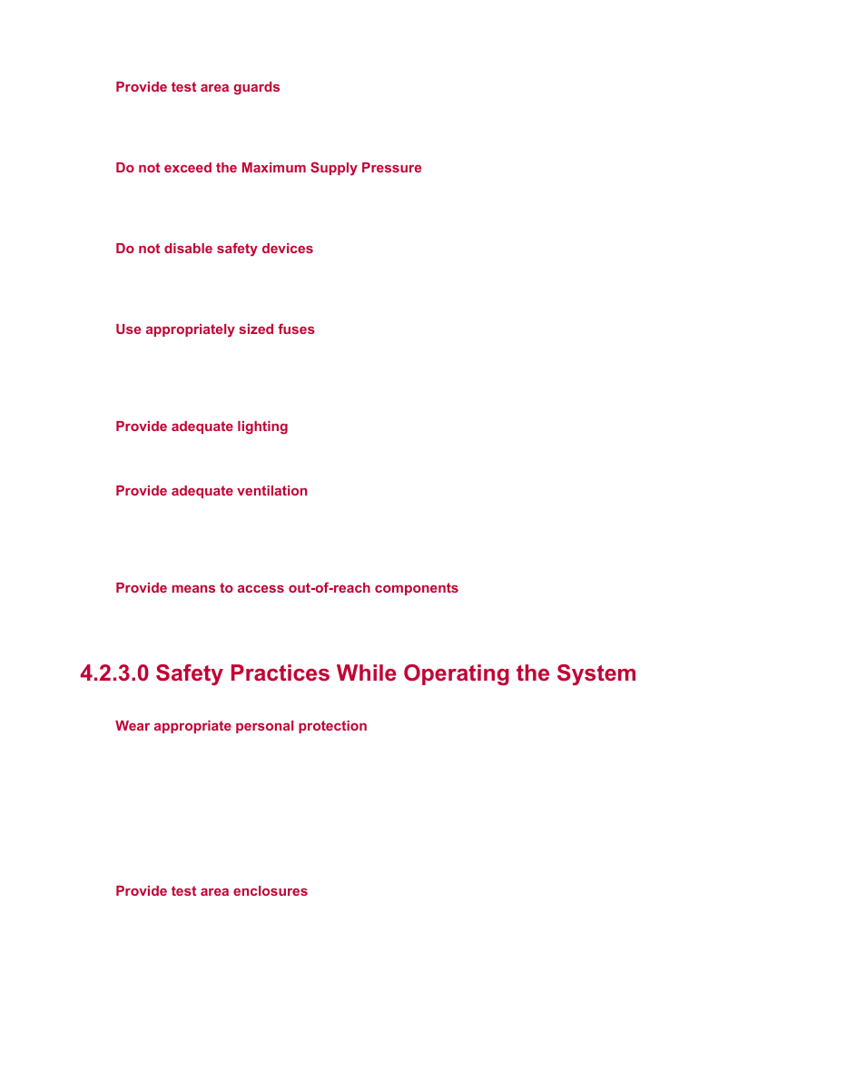 0 safety practices while operating the system | MTS Material Test Systems User Manual | Page 31 / 80