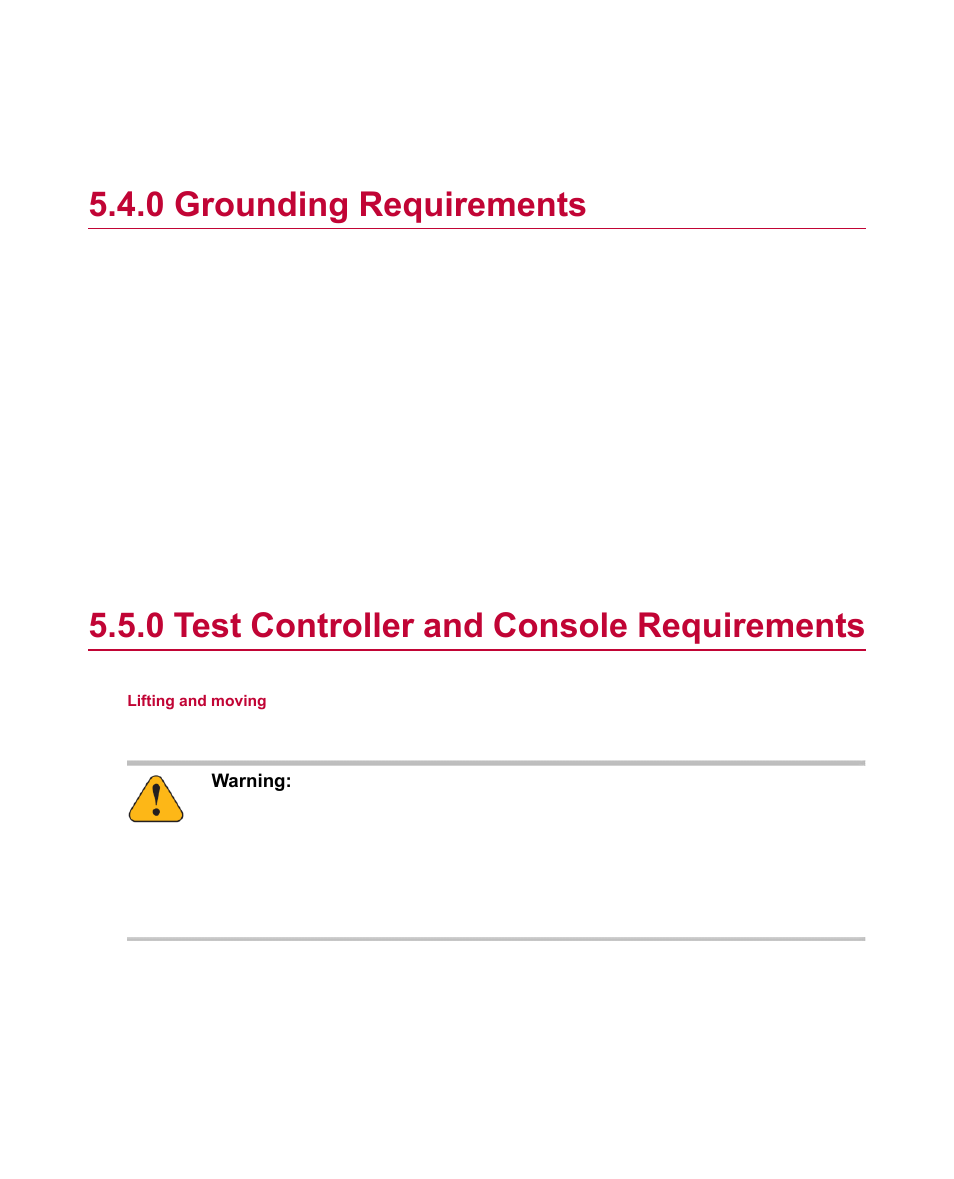 0 grounding requirements, 0 test controller and console requirements, Grounding requirements | Test controller and console requirements | MTS Material Test Systems User Manual | Page 39 / 80