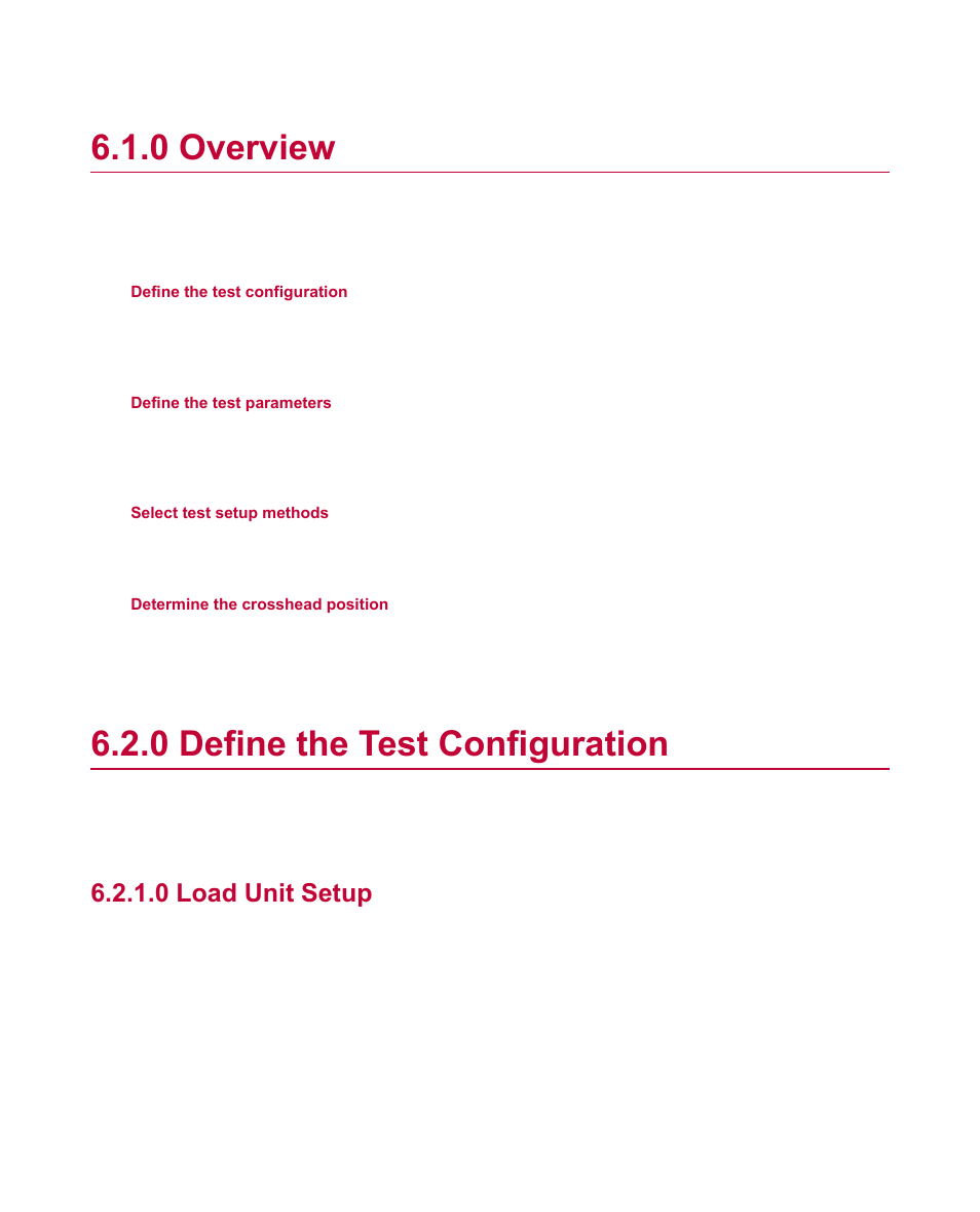 0 overview, 0 define the test configuration, 0 load unit setup | Overview, Define the test configuration | MTS Material Test Systems User Manual | Page 44 / 80