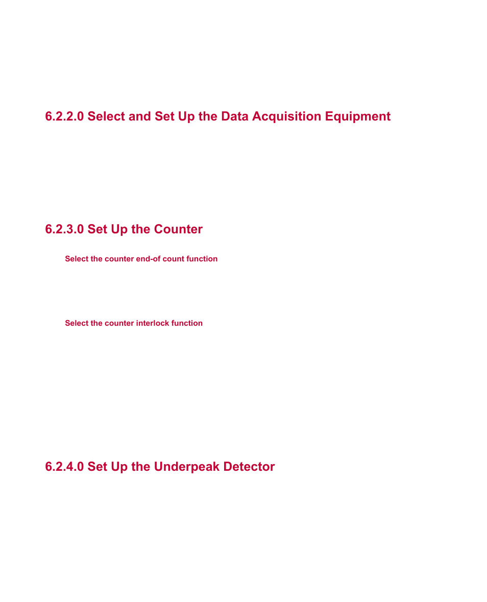 0 select and set up the data acquisition equipment, 0 set up the counter, 0 set up the underpeak detector | MTS Material Test Systems User Manual | Page 45 / 80