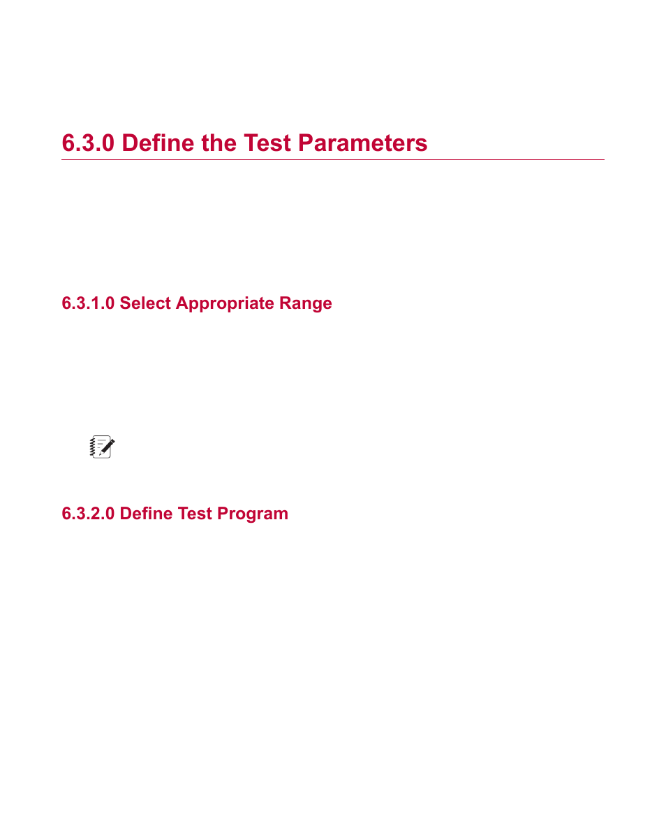 0 define the test parameters, 0 select appropriate range, 0 define test program | Define the test parameters | MTS Material Test Systems User Manual | Page 46 / 80