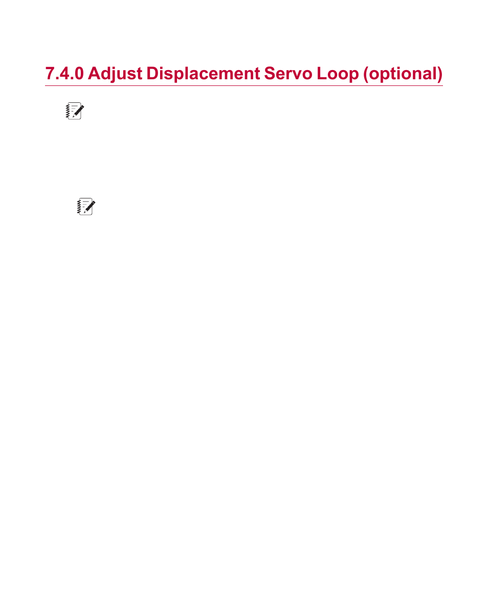 0 adjust displacement servo loop (optional), Adjust displacement servo loop (optional) | MTS Material Test Systems User Manual | Page 60 / 80
