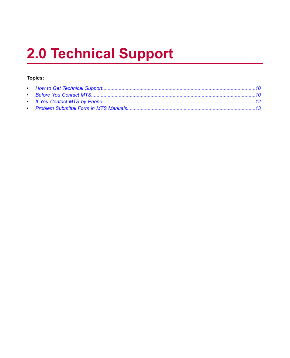 0 technical support | MTS Material Test Systems User Manual | Page 9 / 80