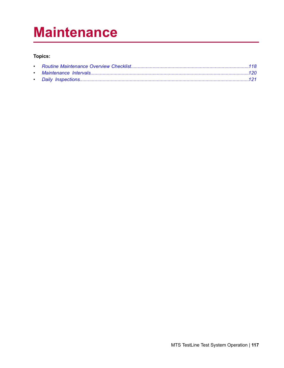 Maintenance | MTS TestLine User Manual | Page 117 / 132