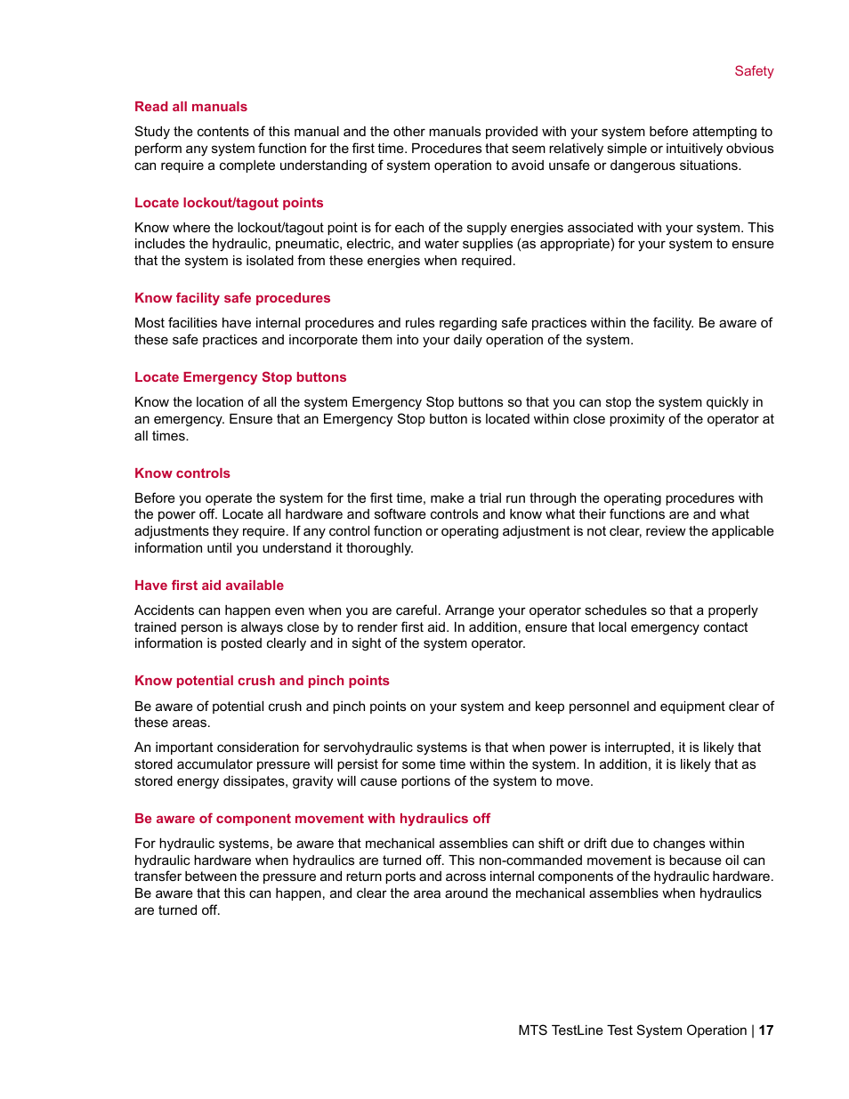 MTS TestLine User Manual | Page 17 / 132