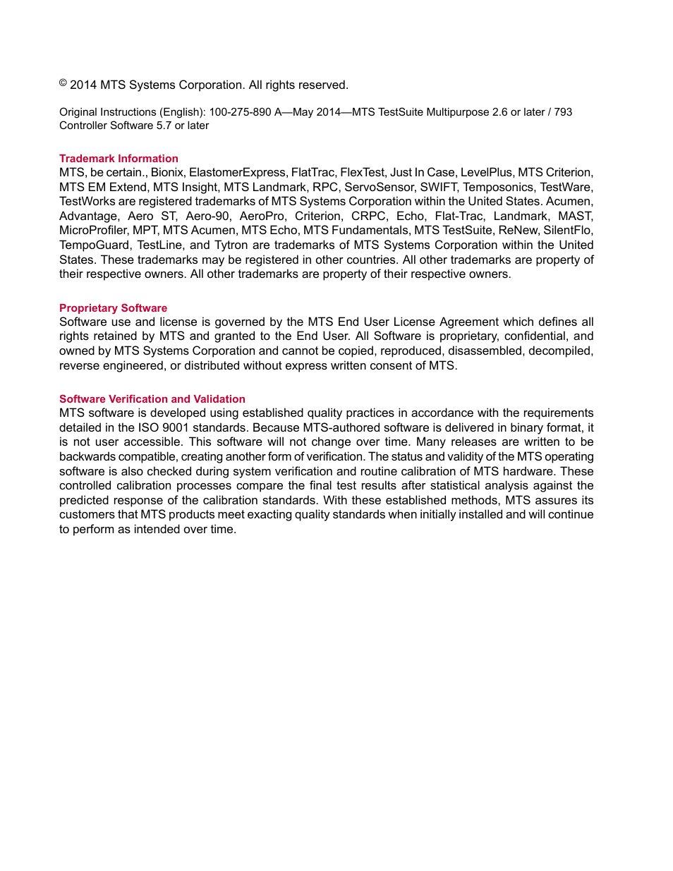 MTS TestLine User Manual | Page 2 / 132