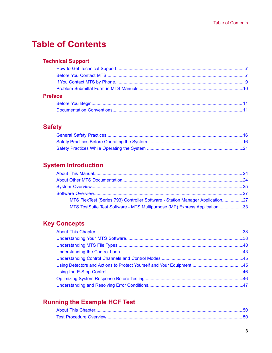 MTS TestLine User Manual | Page 3 / 132