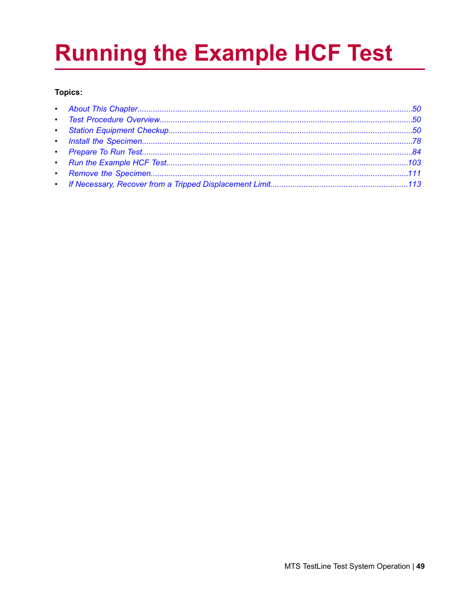 Running the example hcf test | MTS TestLine User Manual | Page 49 / 132