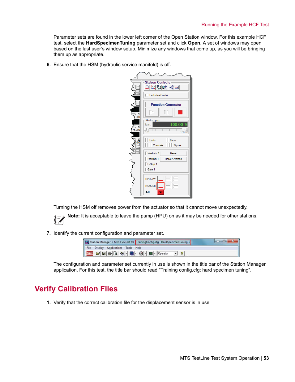 Verify calibration files | MTS TestLine User Manual | Page 53 / 132