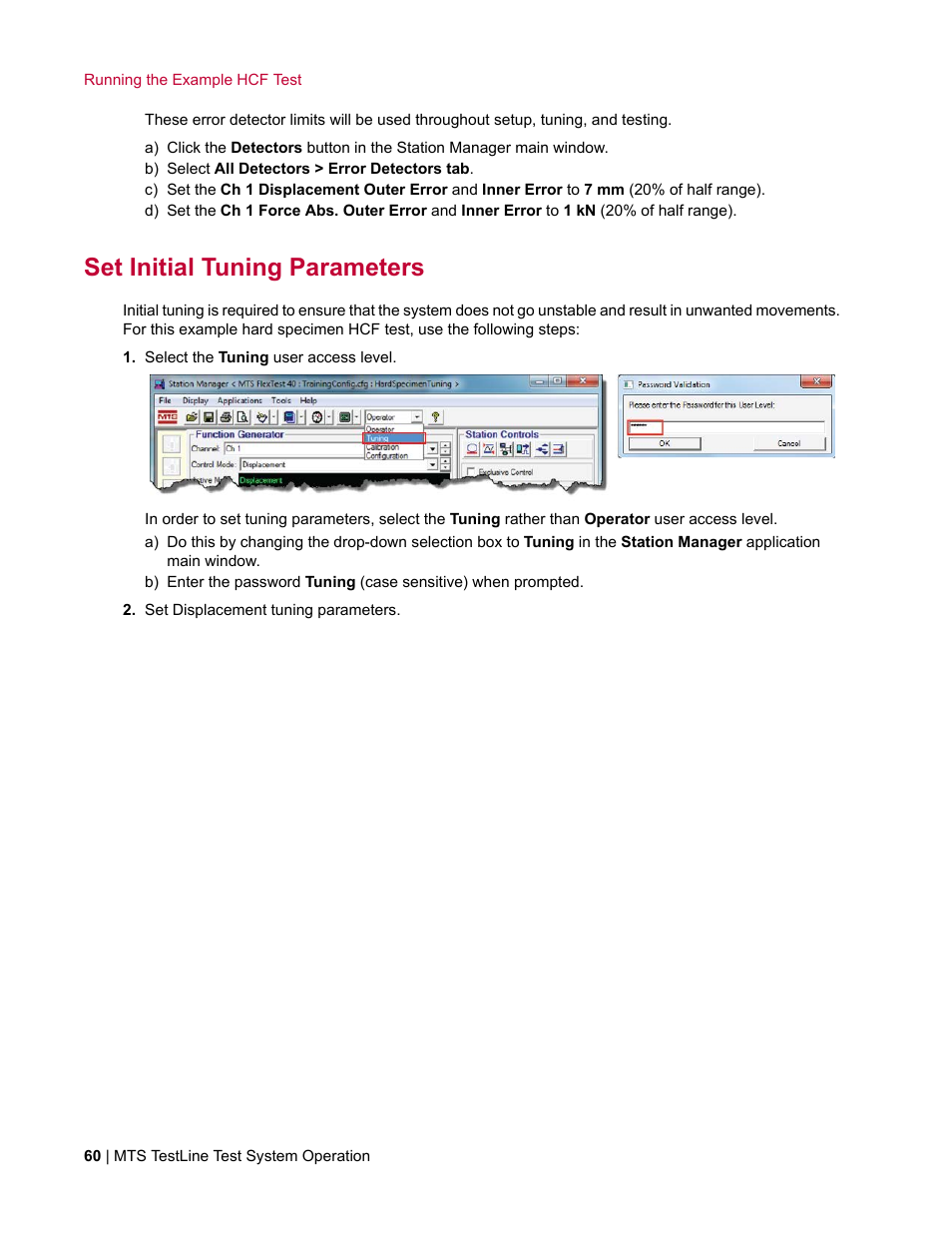 Set initial tuning parameters | MTS TestLine User Manual | Page 60 / 132