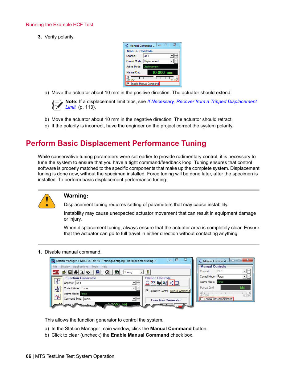 Perform basic displacement performance tuning | MTS TestLine User Manual | Page 66 / 132