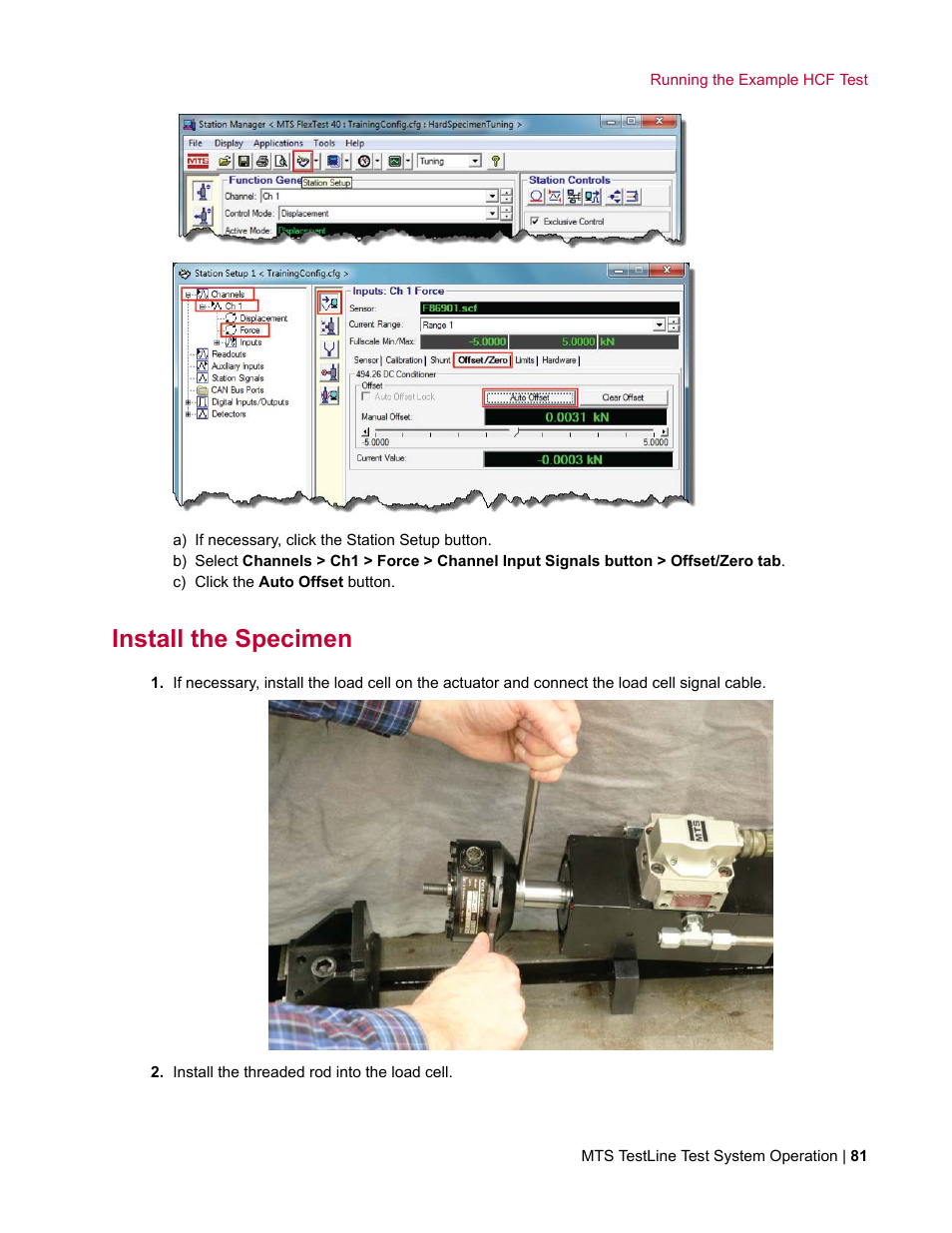 Install the specimen | MTS TestLine User Manual | Page 81 / 132