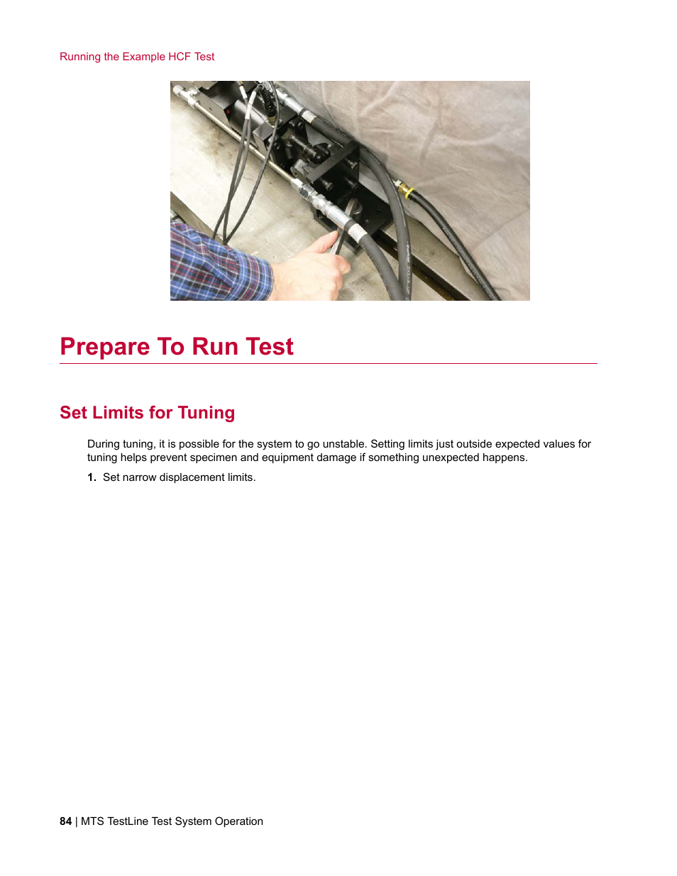 Prepare to run test, Set limits for tuning | MTS TestLine User Manual | Page 84 / 132