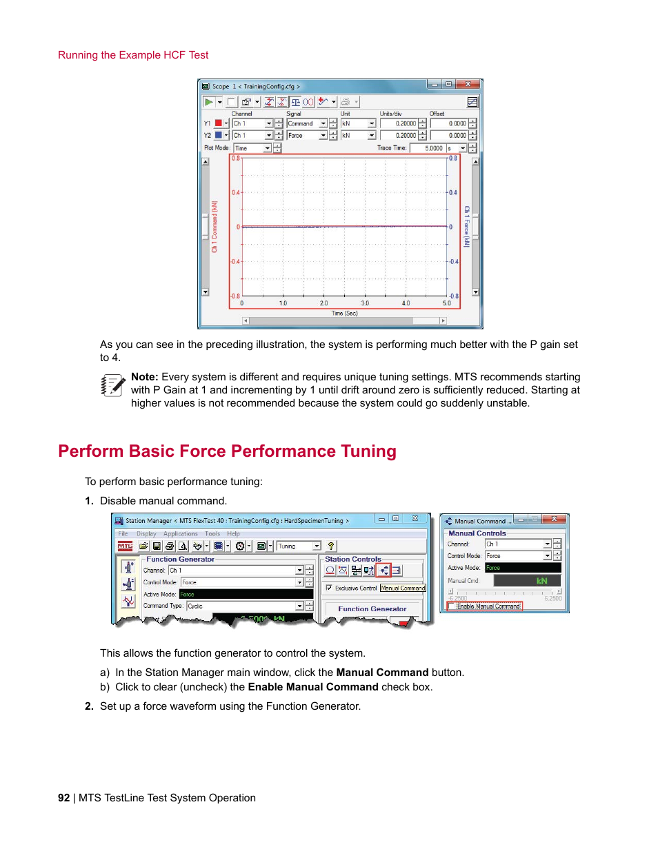 Perform basic force performance tuning | MTS TestLine User Manual | Page 92 / 132