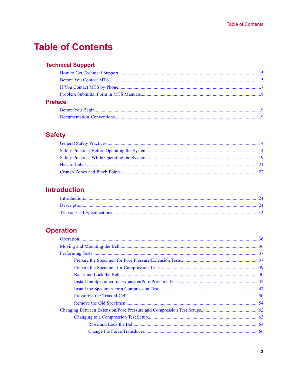 MTS Triaxial Cell Models 656-06 User Manual | Page 3 / 86