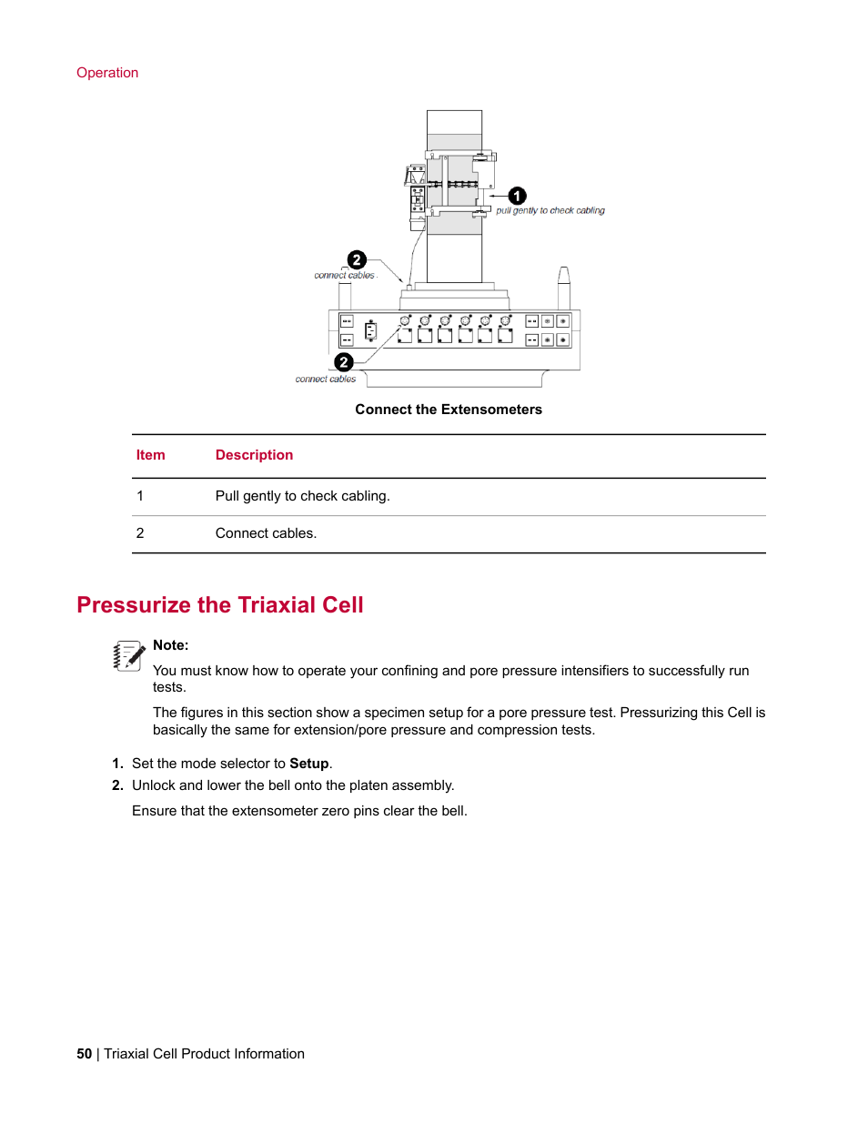 Pressurize the triaxial cell | MTS Triaxial Cell Models 656-06 User Manual | Page 50 / 86