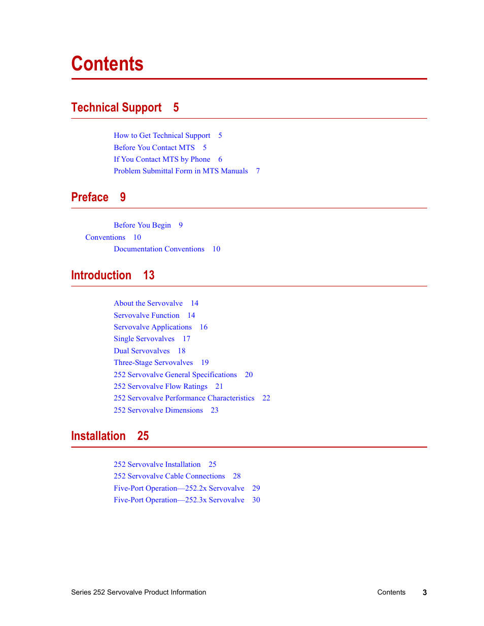 MTS Series 252 Servovalves User Manual | Page 3 / 42