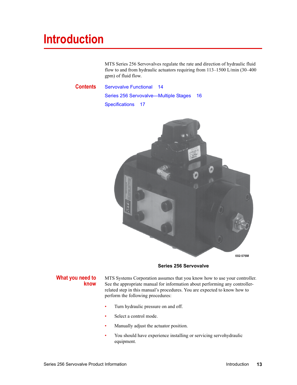 MTS Series 256 Servovalve User Manual | Page 13 / 28