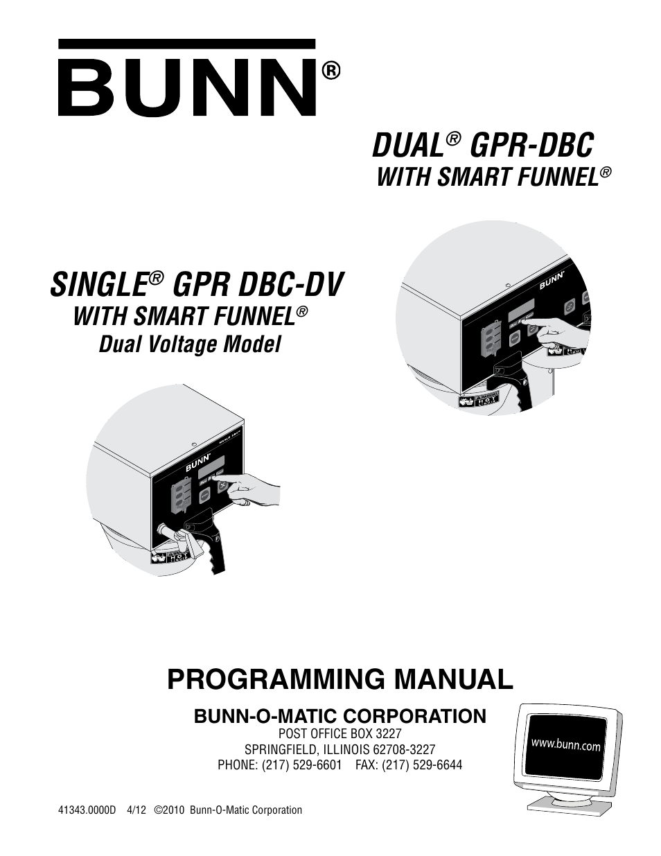 Bunn DUAL GPR-DBC WITH SMART FUNNEL 41343 User Manual | 38 pages