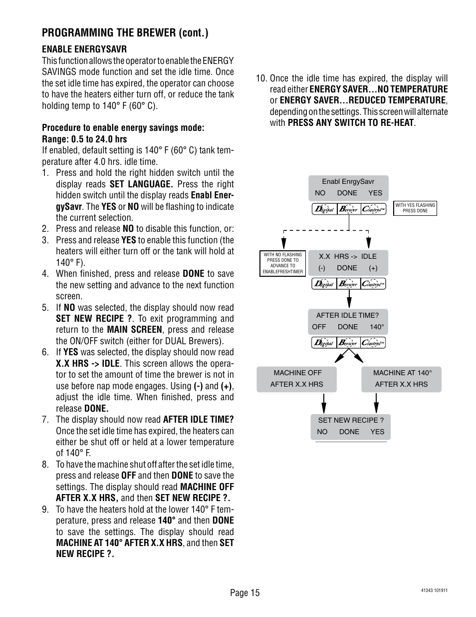 Programming the brewer (cont.) | Bunn DUAL GPR-DBC WITH SMART FUNNEL 41343 User Manual | Page 15 / 38
