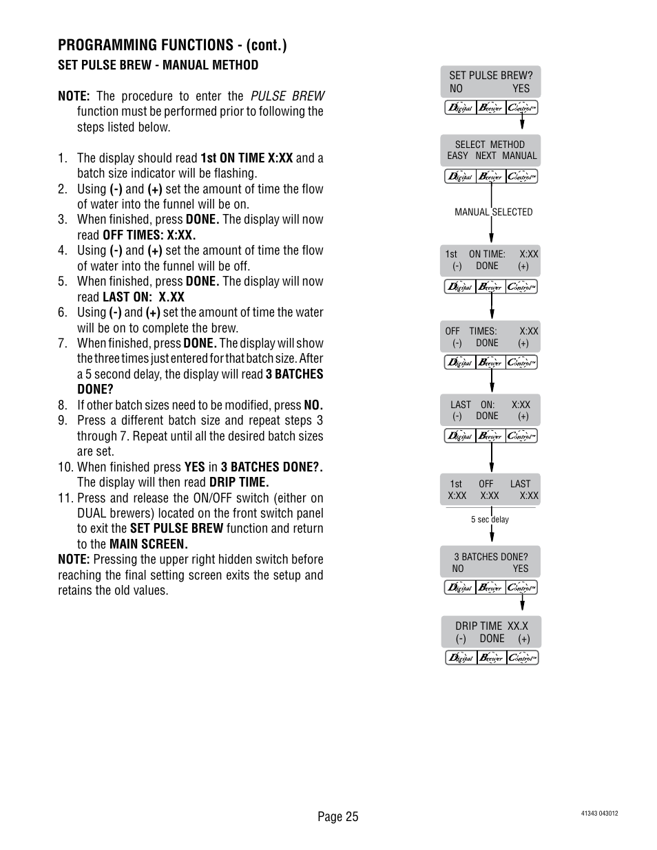 Programming functions - (cont.) | Bunn DUAL GPR-DBC WITH SMART FUNNEL 41343 User Manual | Page 25 / 38