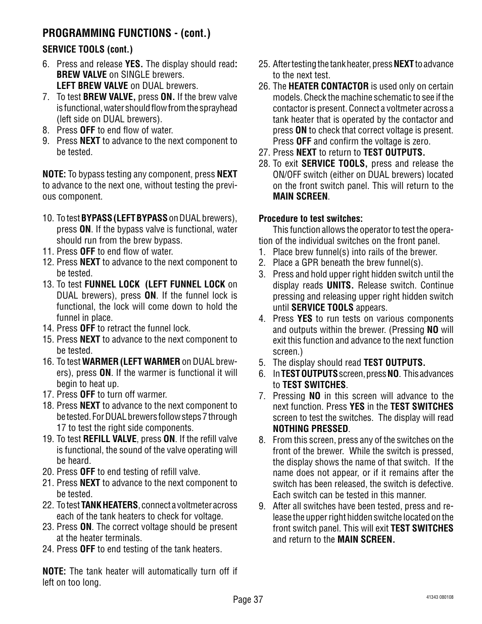 Bunn DUAL GPR-DBC WITH SMART FUNNEL 41343 User Manual | Page 37 / 38