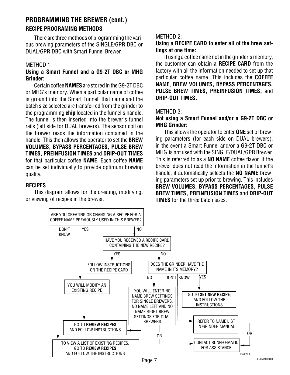 Programming the brewer (cont.) | Bunn DUAL GPR-DBC WITH SMART FUNNEL 41343 User Manual | Page 7 / 38